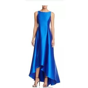 Adrianna Papell Arcadia Sleeveless High Low Ball Gown Dress Pockets Royal Blue